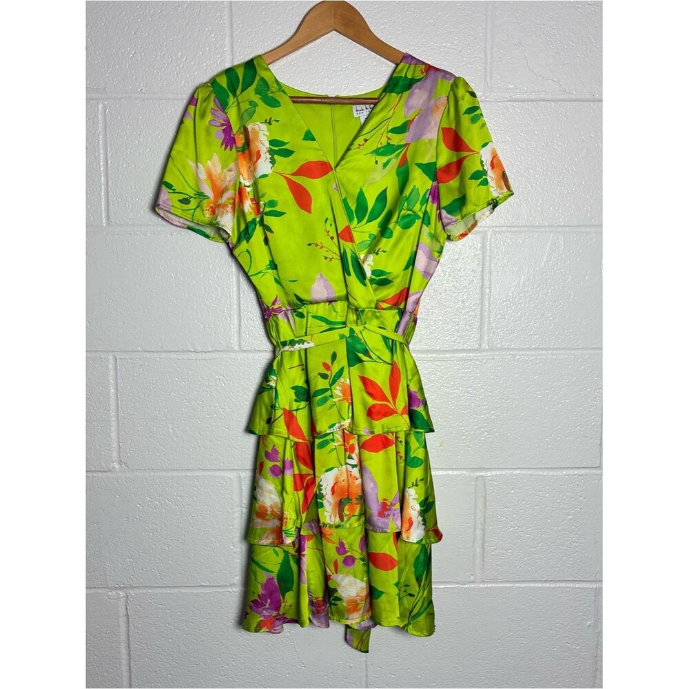 Nicole Miller New York floral tiered faux wrap dress